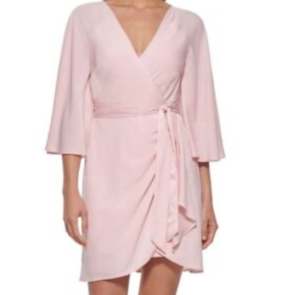 DKNY size 10 powder pink faux wrap dress - new with tags